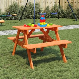 Masa picnic pentru 4 copii, orificiu umbrela, lemn masiv brad GartenMobel Dekor