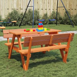 Masa picnic pentru 4 copii, orificiu umbrela, lemn masiv brad GartenMobel Dekor