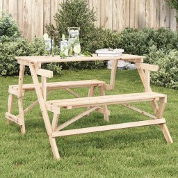 Masa de picnic cu banci, lemn masiv brad, convertibila 2 în 1 GartenMobel Dekor
