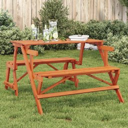 Masa de picnic cu banci, lemn masiv brad, convertibila 2 în 1 GartenMobel Dekor