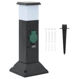 Coloana priza de exterior cu lampa/tarus, 2 cai, 16x16x39,5 cm GartenMobel Dekor