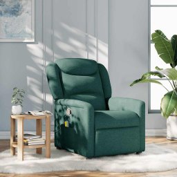 Fotoliu de masaj rabatabil, verde închis, material textil GartenMobel Dekor