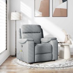 Fotoliu de masaj rabatabil, gri deschis, textil GartenMobel Dekor