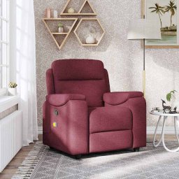 Fotoliu de masaj rabatabil, rosu vin, material textil GartenMobel Dekor