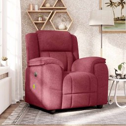 Fotoliu de masaj rabatabil, rosu vin, material textil GartenMobel Dekor