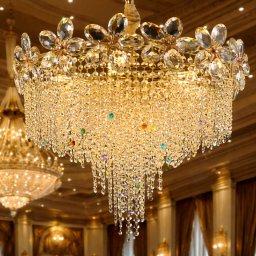 Candelabru din cristal Blossom Nobile, 5xE14, 40 cm, auriu lucios