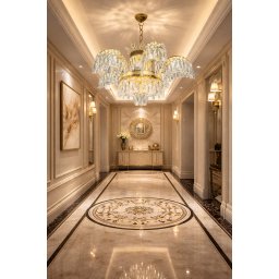 Candelabru din cristal PALACE, 12xG9, 69 cm, auriu lucios, reglabil