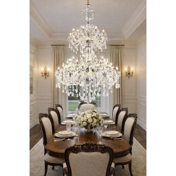 Candelabru din cristal argintiu 55xE14, 145 cm, înaltime reglabila