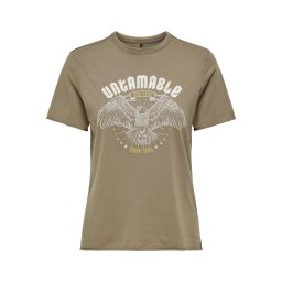 ONLY Tricou 'ONLLucy' ciocolatiu / galben curry / alb murdar