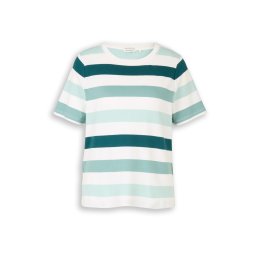 TOM TAILOR Tricou verde smarald / verde mentă / alb