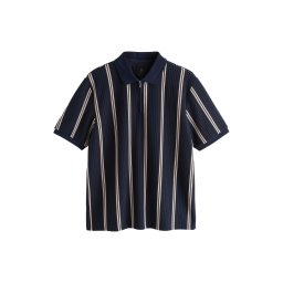 Next Tricou crem / bleumarin / negru
