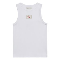 Calvin Klein Jeans Top 'Monologo Patch Tank' roșu merlot / alb / alb murdar