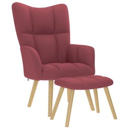 Scaun de relaxare cu taburet, rosu vin, textil GartenMobel Dekor