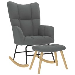 Scaun balansoar cu taburet, gri închis, textil GartenMobel Dekor