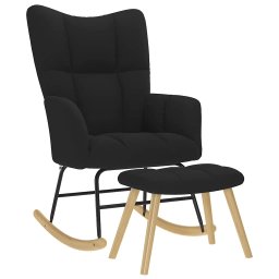 Scaun balansoar cu taburet, Negru, material textil GartenMobel Dekor