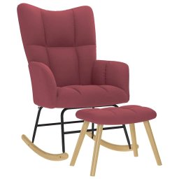 Scaun balansoar cu taburet, rosu vin, material textil GartenMobel Dekor