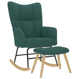Scaun balansoar cu taburet, verde închis, textil GartenMobel Dekor