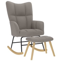 Scaun balansoar cu taburet, gri taupe, material textil GartenMobel Dekor