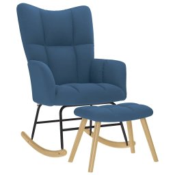 Scaun balansoar cu taburet, albastru, material textil GartenMobel Dekor