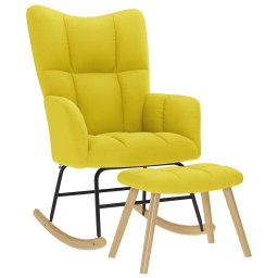 Scaun balansoar cu taburet din material galben deschis GartenMobel Dekor