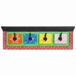 Cuier de perete pentru haine, negru, 80 x 25 cm, lemn masiv de mango