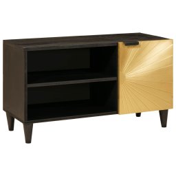 Cabinet TV cu raft Negru si Aur 80 x 33 x 46 cm Lemn compozit GartenMobel Dekor