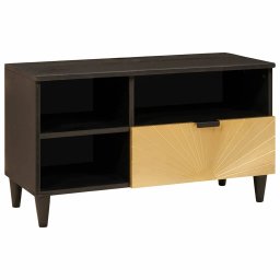 Cabinet TV cu sertar Negru si Aur 80 x 33 x 46 cm Lemn compozit GartenMobel Dekor