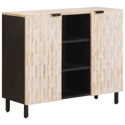 Bufet Finisaj Alb Spalat 90 x 33 x 75 cm Lemn de mango solid GartenMobel Dekor