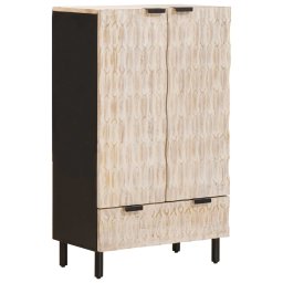 Bufet Finisaj Alb Spalat 60 x 33 x 100 cm Lemn de mango solid GartenMobel Dekor