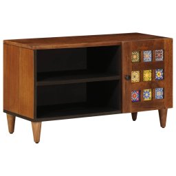 Cabinet TV cu usa castan 80 x 33 x 46 cm Lemn de mango solid GartenMobel Dekor