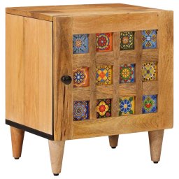 Dulap de noapte din lemn masiv de mango, 40x33,5x46 cm, model decorativ