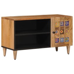 Cabinet TV cu usa natural 80 x 33 x 46 cm Lemn de mango solid GartenMobel Dekor
