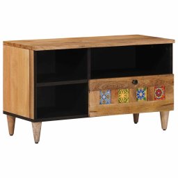 Cabinet TV cu raft natural 80 x 33 x 46 cm Lemn de mango solid GartenMobel Dekor