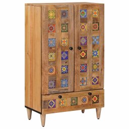 Bufet cu sertar natural 60 x 33,5 x 100 cm Lemn de mango solid GartenMobel Dekor