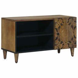 Cabinet TV cu raft Maro 80 x 31,5 x 46 cm Lemn de mango solid GartenMobel Dekor