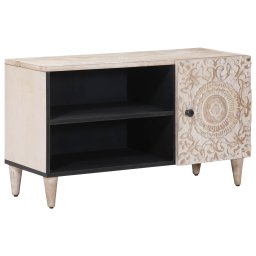 Cabinet TV cu raft Alb 80 x 31,5 x 46 cm Lemn de mango solid GartenMobel Dekor