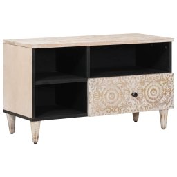 Cabinet TV cu sertar Alb 80 x 33,5 x 46 cm Lemn de mango solid GartenMobel Dekor