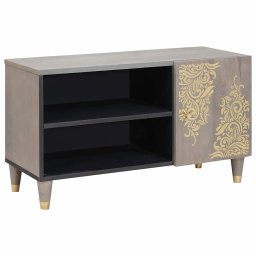 Cabinet TV cu raft Gri 80 x 33 x 46 cm Lemn de mango solid GartenMobel Dekor