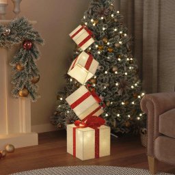 Cutie cadou pentru decoratiuni de Craciun 80 LED-uri alb cald GartenMobel Dekor