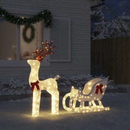 Decoratune de Craciun Ren si Sanie 100 LED-uri Alb Rece GartenMobel Dekor