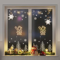 Lumini de Craciun Silueta Mos Craciun 2 buc 35 LED-uri Alb Cald GartenMobel Dekor