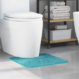 Covor baie antiderapant cu decupaj WC, turcoaz, 50x50 cm, vidaXL