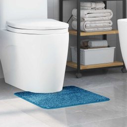Covor baie WC antiderapant albastru 50x50 cm, cu decupaj, latex