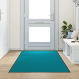 Covoras de intrare Cyan si Negru 120 x 250 cm Poliamida si PVC GartenMobel Dekor