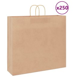 Pungi de hartie 250 buc cu manere maro 54x15x49 cm GartenMobel Dekor