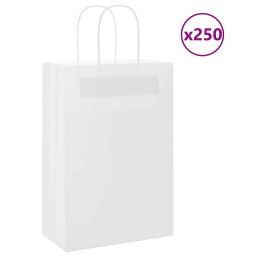 Pungi de hartie 250 buc cu manere albe 21x11x31 cm GartenMobel Dekor