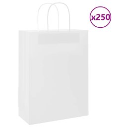 Pungi de hartie 250 buc cu manere albe 26x12x35 cm GartenMobel Dekor