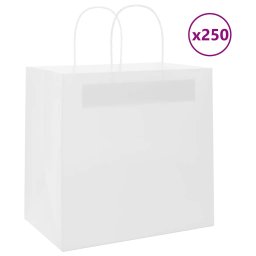 Pungi de hartie 250 buc cu manere albe 26x17x25 cm GartenMobel Dekor