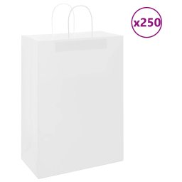 Pungi de hartie 250 buc cu manere albe 32x17x44 cm GartenMobel Dekor