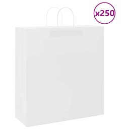 Pungi de hartie 250 buc cu manere albe 45x17x48 cm GartenMobel Dekor